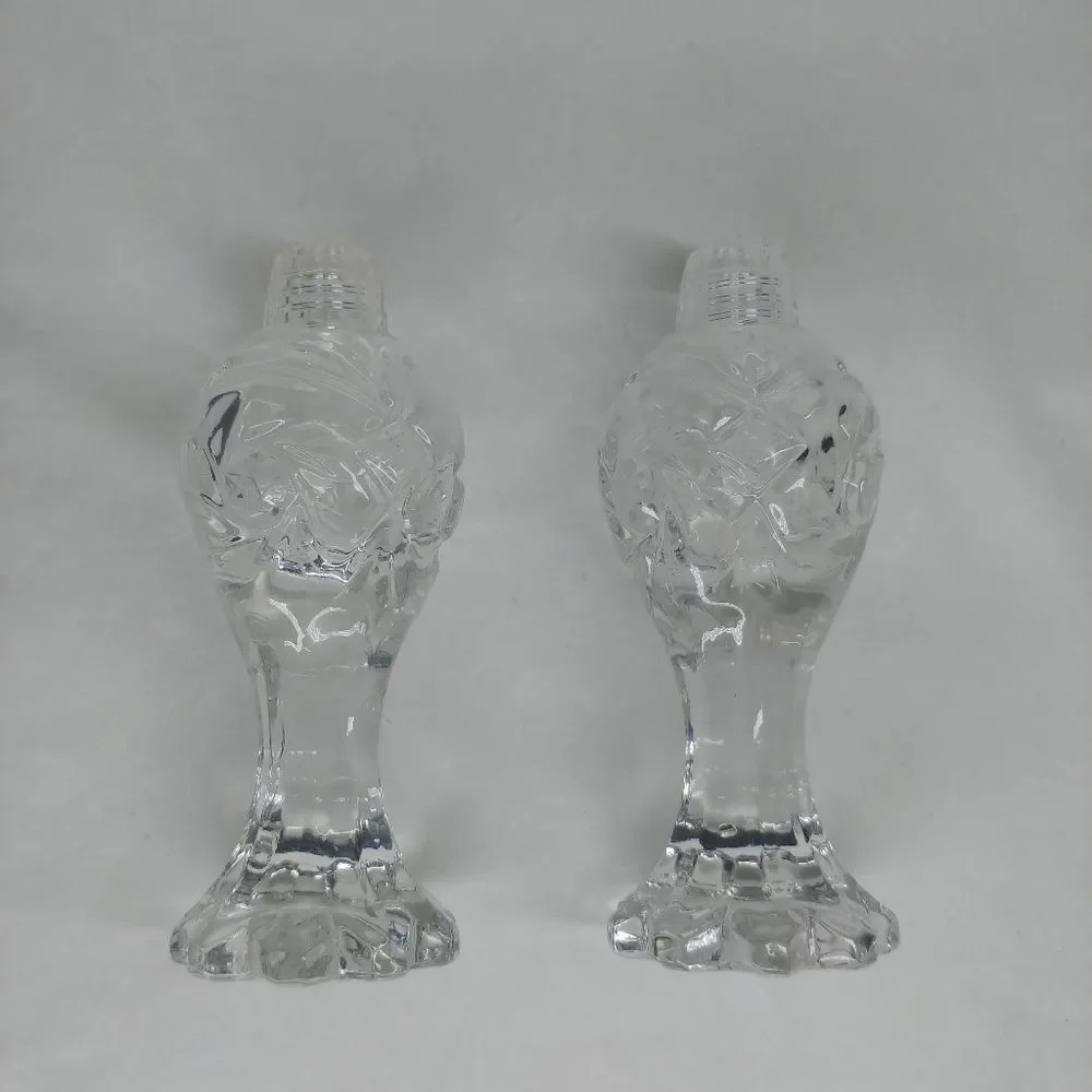 Faux  Crystal Cut Glass Salt and Pepper Shakers Clear